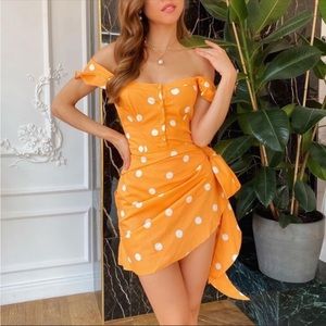 For Love & Lemons orange polka dot sarong dress size XS brand new without tags